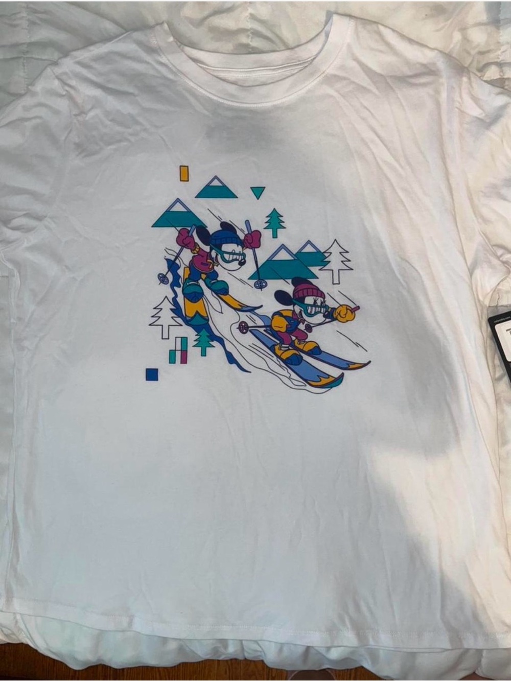 Disney × Columbia White Mickey and Minnie Skier Tee